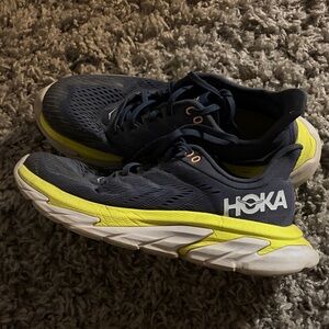 Hoka Dark Blue and Lime Athletic Shoes, women’s 9